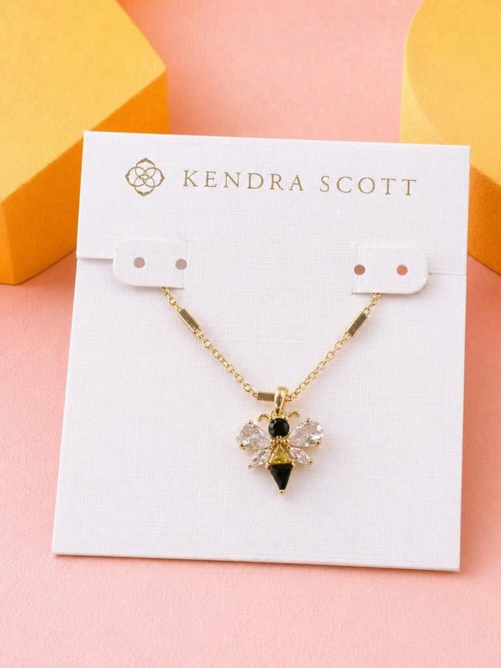 Kendra Scott Bee Gold Crystal Pendant Necklace